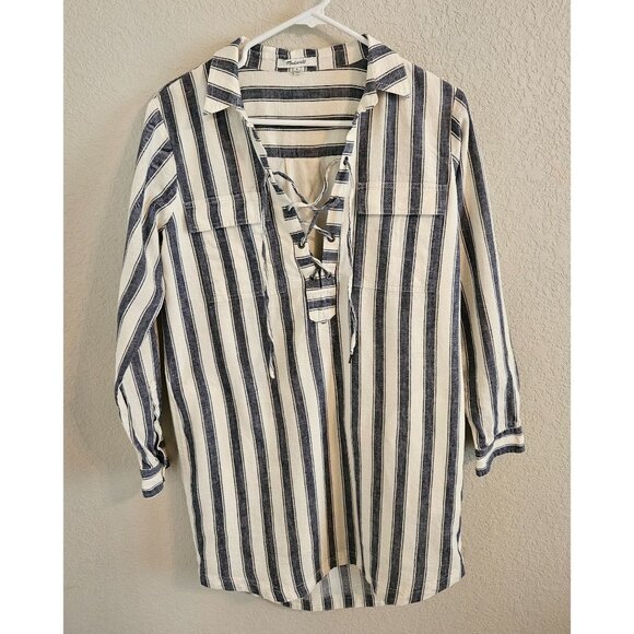 Madewell Dresses & Skirts - Madewell Woman Size S Shirt Dress Linen Blend Lace Up Lined Classic Preppy